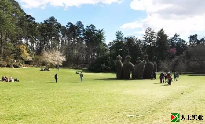  杜克大學花園草坪中的大型雕塑